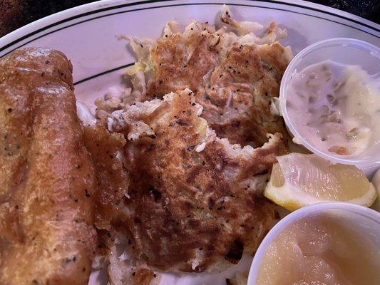 Fish fry with potato pancakes