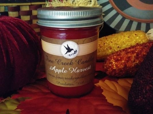 Our yummy Apple Harvest Candle in our 8 oz jelly jar.