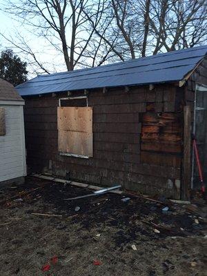 Before picture of a garage we are remodeling