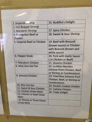 Lunch menu