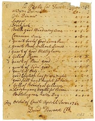 The house was an 18th c. tavern. Image of Bergen County tavern rates.