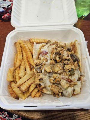 Chicken Philly and fries made to order