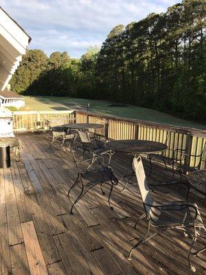 Patio area with a view of the 9th hole