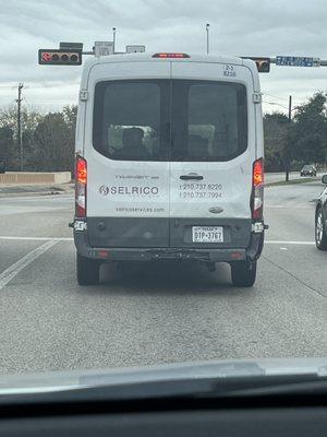 Here is the license plate and truck/van number on the top right.