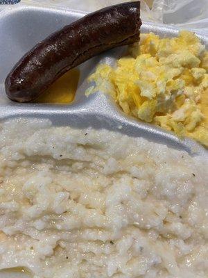 Grits, eggs and sausage