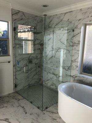 After 3/8 clear frameless shower enclosure w/o sill