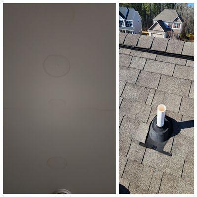 Repaired Leaking Roof that Caused Ceiling Water Spots