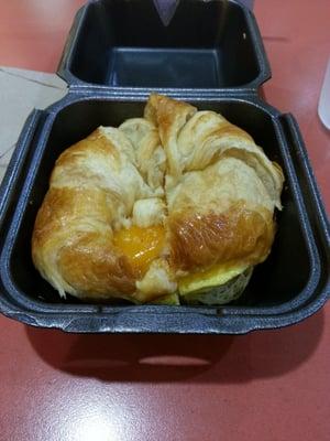 Egg, cheese, and turkey croissant.