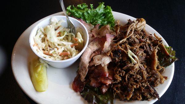 The two meat platter. Brisket and pulled pork with coleslaw. Awesome