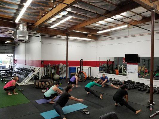 Coach Matt running the Saturday mobility class