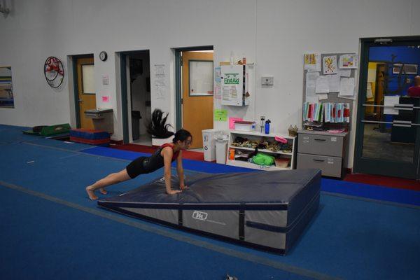 Learning a new tumbling skill.