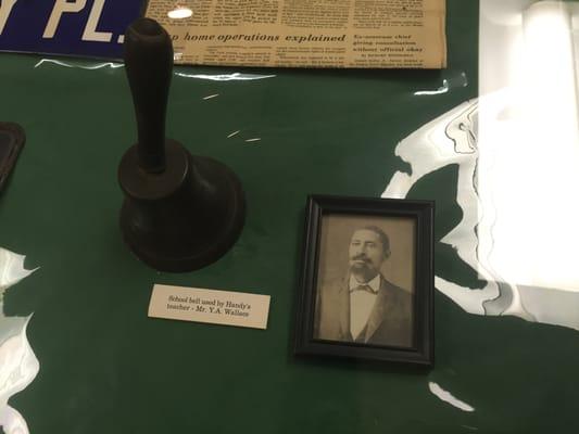 The school bell used by Handy's school teacher. Mr. Wallace taught students how to read and play music without instruments. Gifted teacher!