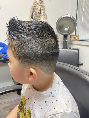 Boys clipper and scissor cut