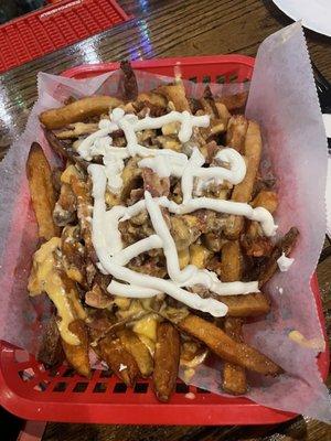 Loaded fries with sour cream