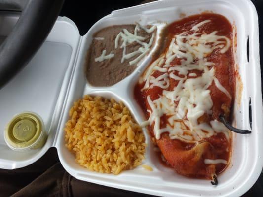 Chili relleno dinner, with all the fixings