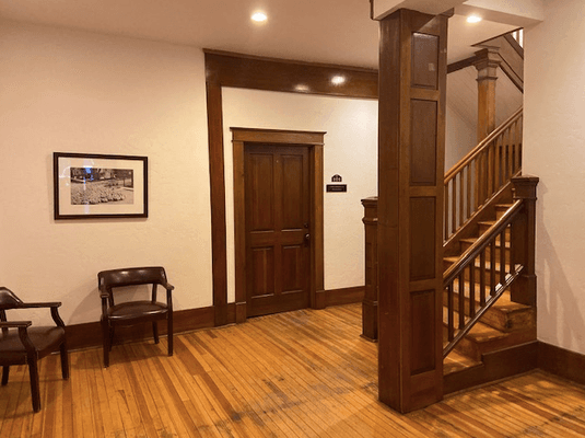 Down stairs lobby of the old hotel