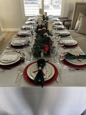 Place setting for holiday dinner