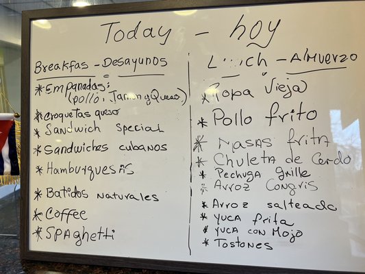 Today's menu