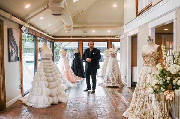 Lazaro in store during a trunk show