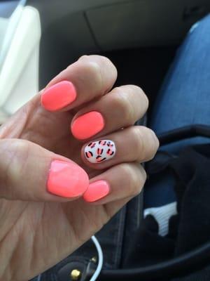 Gel fluorescent pink with cheetah print