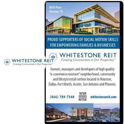 Ad for commerical real estate developer Whitestone REIT