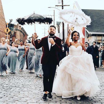 Custom made second line umbrellas for weddings.