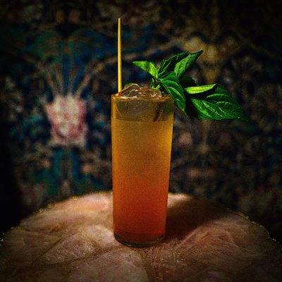 Peace Pagoda 

Strawberry Shrub, Rhubarb Bitters, Honey, Lemon, Ginger Ale,  Thai Basil