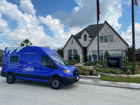 Perry Homes saying thank you to the staff had us out to each of their model homes to give out ice cream treats