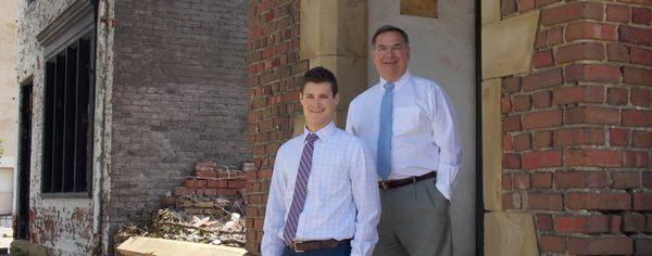 Drs. Babcock and Babcock standing on the steps of our old practice location.