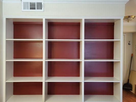 Built-in bookshelves.