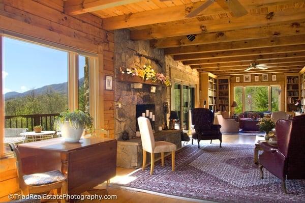 Great Room with wood burning fireplace