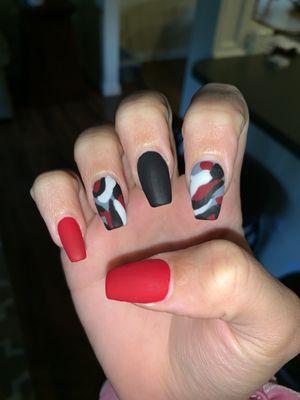 Red Matte Camo Nails