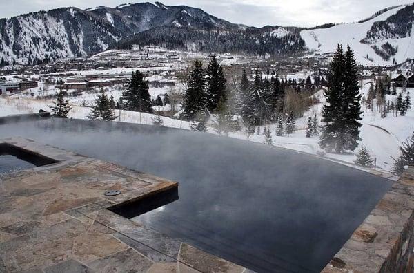 Custom swimming pool with radius infinity edge - Private residence - Aspen, CO