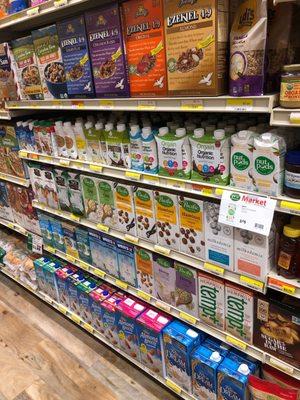 Large selection of nut milks and alternatives