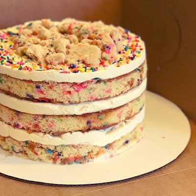 One of our many cakes.  This funfetti is sure to please!