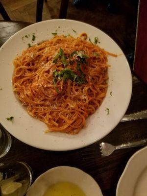 Linguine ala  vodka and shrimp