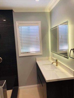 Vanity, faucet and mirror installation