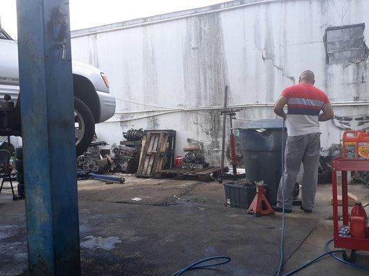 Ruben  working on my car