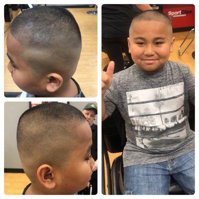 He did a great job being still and kind!! Thankyou little man! Foil Razor Skin Fade by Stellar @ SportClips McMinnville