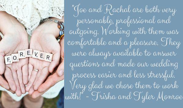 This is an actual review from one of our couples!