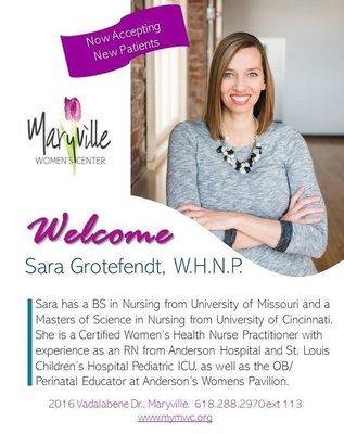 Welcome Sara Grotefendt, WHNP!