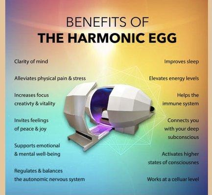 Harmonic Egg is a wooden sound & light resonance chamber that can help you find your optimal balance, health and clarity for your best life!