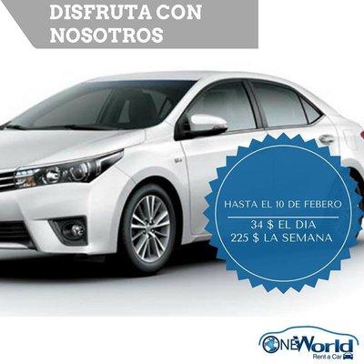 Aprovecha esta tarifa hasta el 10 de febrero. llama o envia Whatsapp al +17864446015 o visita www.oneworldrentacar.com