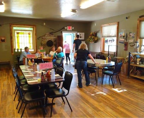 Inside the restaurant.