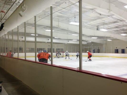 View from the center ice bleachers during adult league game