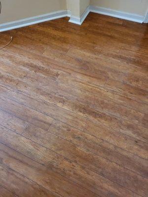 Hardwood Laminate that Flooring Makeovers did in my home after carpeting was removed. Awesome work!