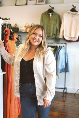 A sneak peak of our boutique behind owner, Kate