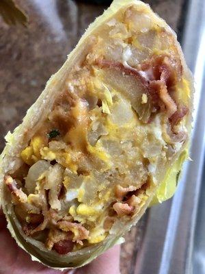 All potato in the breakfast burrito.. Where is the extra egg I paid for? Or any egg :-(