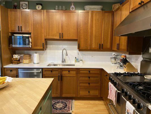 Refinished kitchen cabinets! They look brand new!