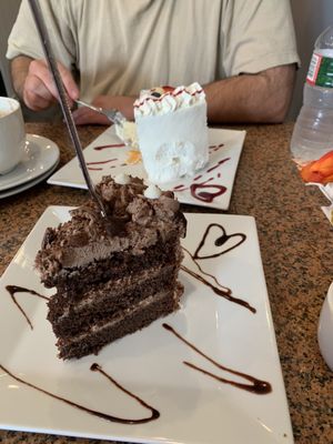 Chocolate cake and tres leches